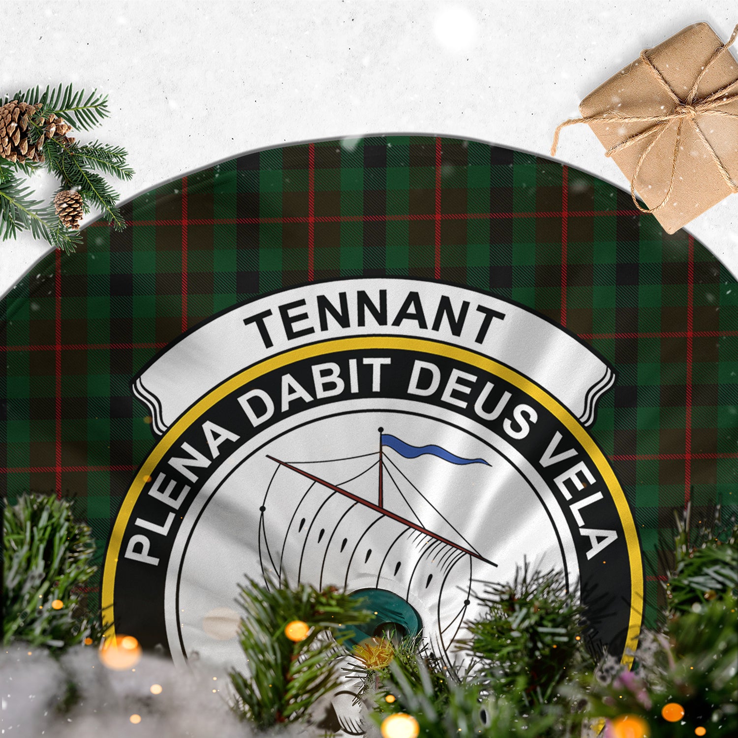 Tennant Tartan Christmas Tree Skirt with Family Crest - Tartan Vibes Clothing