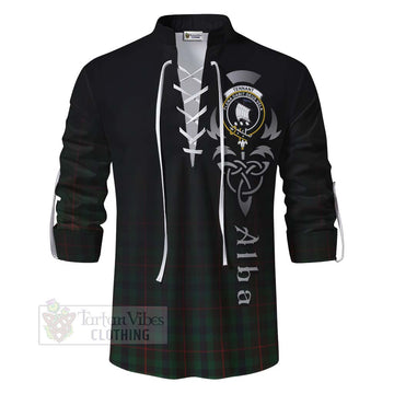 Tartan Vibes Clothing Tennant Tartan Ghillie Kilt Shirt Featuring Alba Gu Brath Family Crest Celtic Inspired