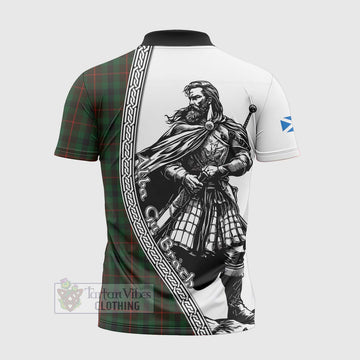 Tennant Tartan Clan Crest Zipper Polo Shirt with Highlander Warrior Celtic Style - Tartan Vibes Clothing