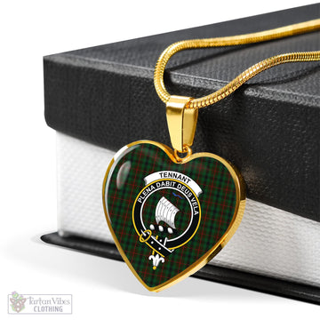 Tennant Tartan Heart Necklace with Family Crest