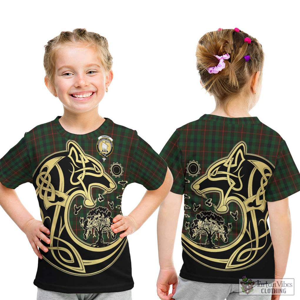 Tennant Tartan Kid T-Shirt with Family Crest Celtic Wolf Style - Tartan Vibes Clothing