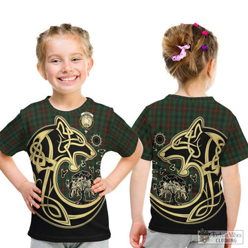 Tennant Tartan Kid T-Shirt with Family Crest Celtic Wolf Style - Tartan Vibes Clothing