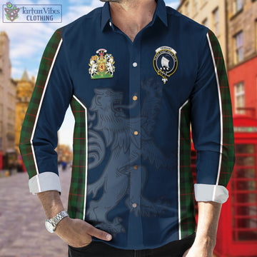 Tennant Tartan Long Sleeve Button Up Shirt with Family Crest and Lion Rampant Vibes Sport Style