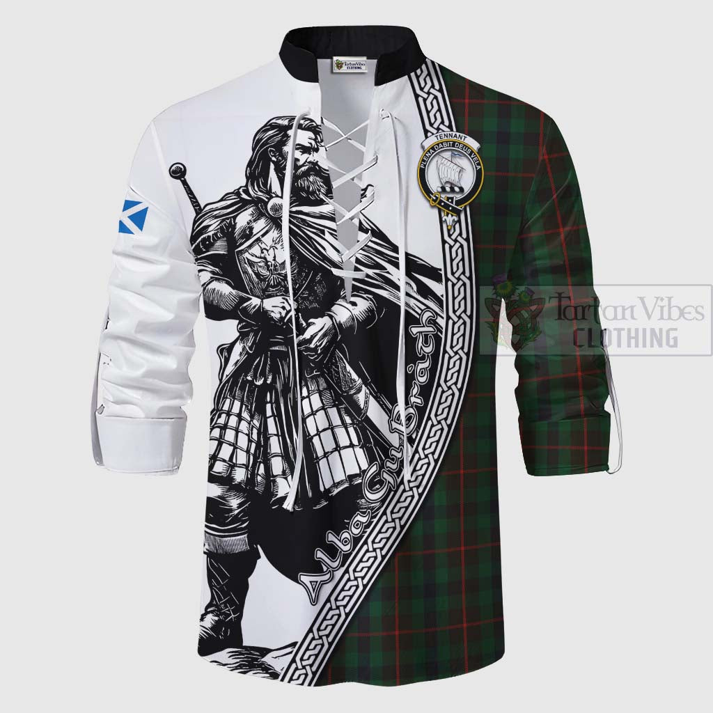 Tennant Tartan Clan Crest Ghillie Kilt Shirt with Highlander Warrior Celtic Style - Tartan Vibes Clothing