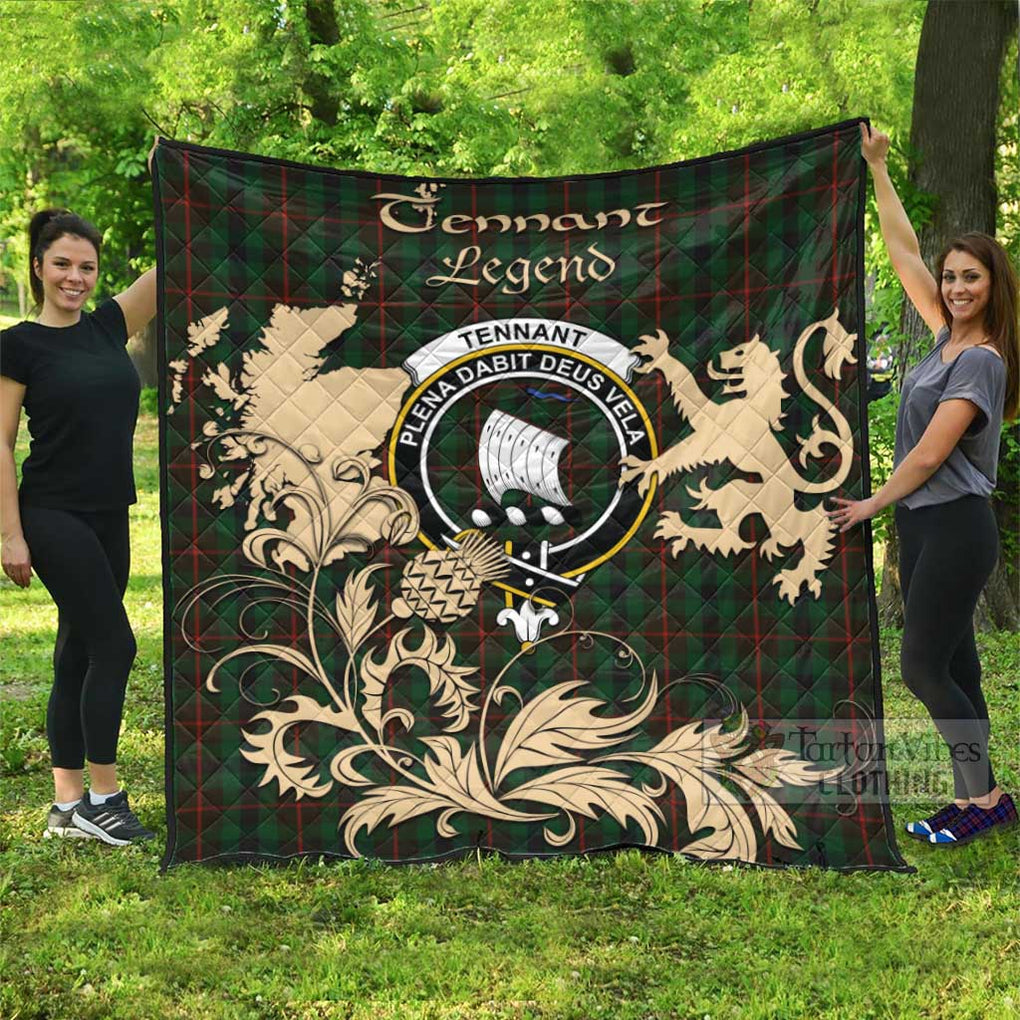 Tartan Vibes Clothing Tennant Tartan Quilt with Family Crest and Scottish Symbol Style