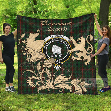 Tartan Vibes Clothing Tennant Tartan Quilt with Family Crest and Scottish Symbol Style