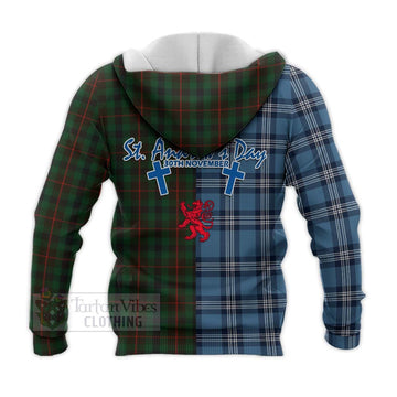 Tennant Tartan Knitted Hoodie Happy St. Andrew's Day Half Tartan Style - Tartan Vibes Clothing