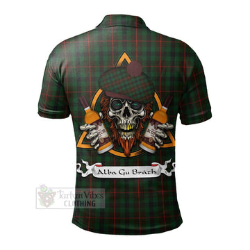 Tennant Tartan Polo Shirt with Family Crest and Bearded Skull Holding Bottles of Whiskey - Tartan Vibes Clothing