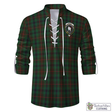 Tennant Tartan Men's Scottish Traditional Jacobite Ghillie Kilt Shirt with Family Crest
