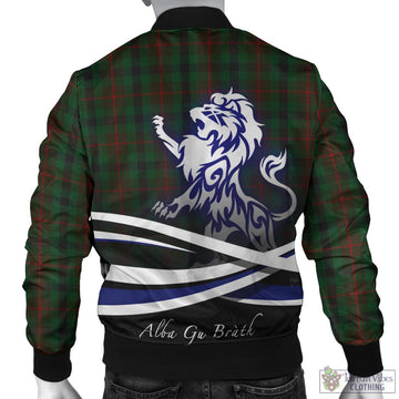 Tennant Tartan Bomber Jacket with Alba Gu Brath Regal Lion Emblem - Tartan Vibes Clothing