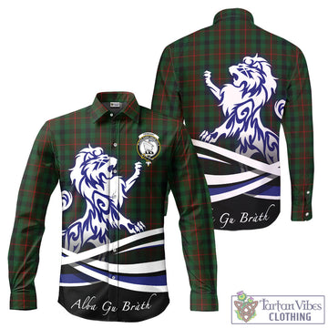 Tennant Tartan Long Sleeve Button Up Shirt with Alba Gu Brath Regal Lion Emblem - Tartan Vibes Clothing