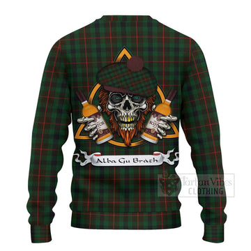 Tennant Tartan Ugly Sweater with Family Crest and Bearded Skull Holding Bottles of Whiskey - Tartan Vibes Clothing