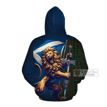 Tennant Tartan Family Crest Cotton Hoodie with Scottish Majestic Lion Pullover Hoodie - Tartan Vibes Clothing