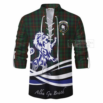 Tennant Tartan Ghillie Kilt Shirt with Alba Gu Brath Regal Lion Emblem - Tartan Vibes Clothing