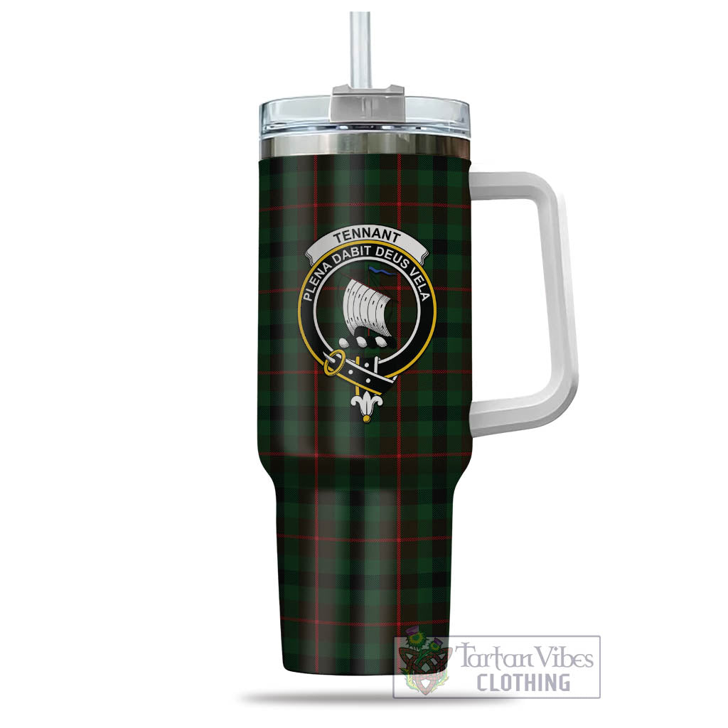 Tennant Tartan Tumbler with Handle with Family Crest - Tartan Vibes Clothing