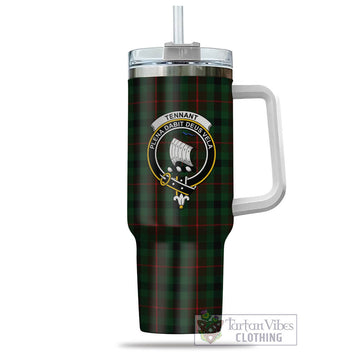 Tennant Tartan Tumbler with Handle with Family Crest - Tartan Vibes Clothing