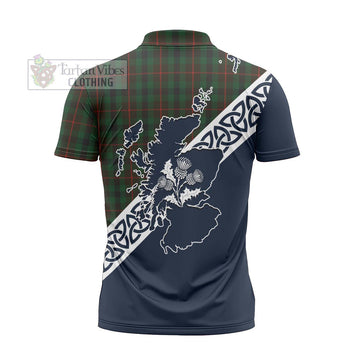 Tennant Tartan Zipper Polo Shirt Featuring Thistle and Scotland Map - Tartanvibesclothing Store