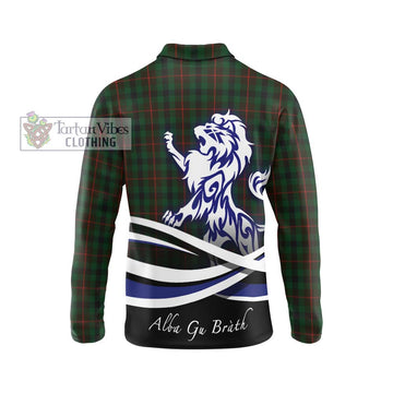 Tennant Tartan Long Sleeve Polo Shirt with Alba Gu Brath Regal Lion Emblem - Tartan Vibes Clothing