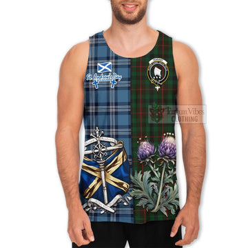 Tennant Tartan Men's Tank Top Happy St. Andrew's Day Half Tartan Style - Tartan Vibes Clothing