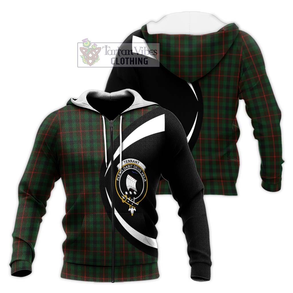 Tennant Tartan Knitted Hoodie with Family Crest Circle Style Unisex Knitted Zip Hoodie - Tartan Vibes Clothing