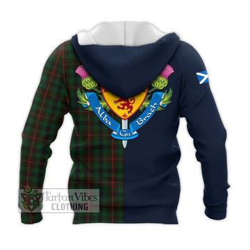 Tennant Tartan Knitted Hoodie Alba with Scottish Lion Royal Arm Half Style - Tartan Vibes Clothing
