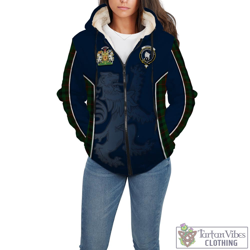 Tartan Vibes Clothing Tennant Tartan Sherpa Hoodie with Family Crest and Lion Rampant Vibes Sport Style