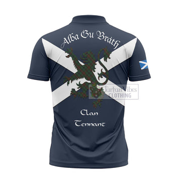 Tennant Tartan Lion Rampant Zipper Polo Shirt Proudly Display Your Heritage with Alba Gu Brath and Clan Name - Tartan Vibes Clothing
