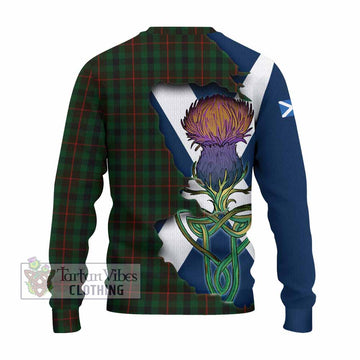 Tartan Vibes Clothing Tennant Tartan Family Crest Knitted Sweater Scottish Thistle Celtic Inspired