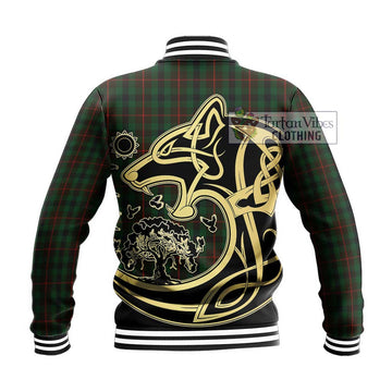 Tennant Tartan Baseball Jacket with Family Crest Celtic Wolf Style - Tartan Vibes Clothing
