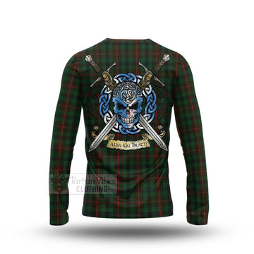 Tennant Tartan Long Sleeve T-Shirt with Family Crest Celtic Skull Style - Tartan Vibes Clothing