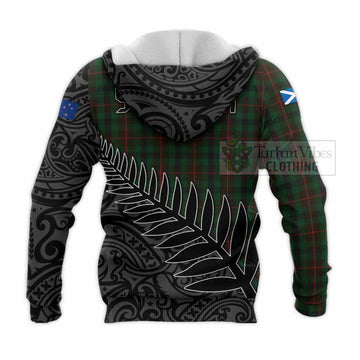 Tennant Crest Tartan Knitted Hoodie with New Zealand Silver Fern Half Style - Tartan Vibes Clothing