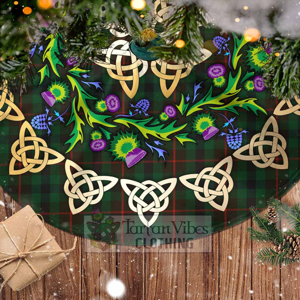 Tartan Vibes Clothing Tennant Tartan Christmas Tree Skirt with Thistle Celtic Knot Style