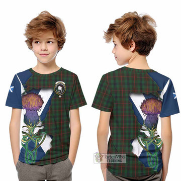 Tartan Vibes Clothing Tennant Tartan Family Crest Kid T-Shirt Scottish Thistle Celtic Inspired