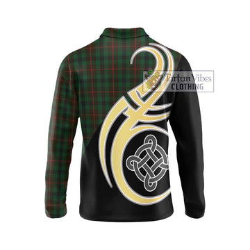 Tennant Tartan Long Sleeve Polo Shirt with Family Crest and Celtic Symbol Style - Tartan Vibes Clothing