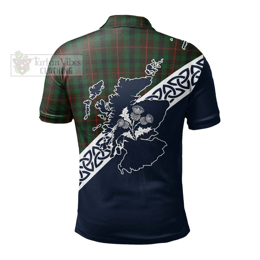 Tennant Tartan Polo Shirt Featuring Thistle and Scotland Map - Tartanvibesclothing Store