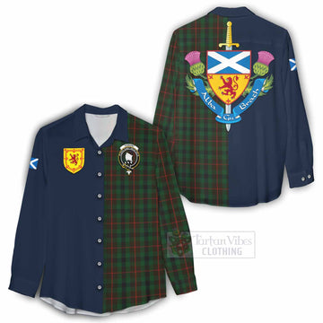 Tennant Tartan Women's Casual Shirt Alba with Scottish Lion Royal Arm Half Style - Tartan Vibes Clothing