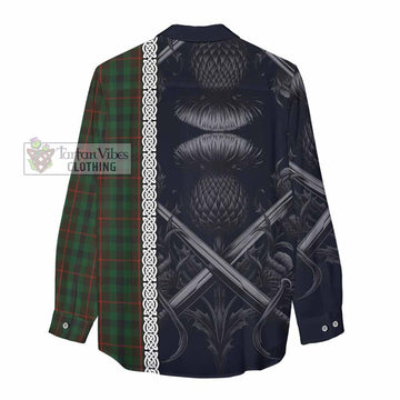 Tennant Tartan Women's Casual Shirt with Family Crest Cross Sword Thistle Celtic Vibes - Tartan Vibes Clothing