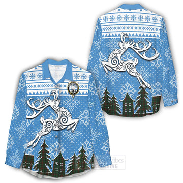 Tennant Clan Christmas Women's Casual Shirt Celtic Reindeer Style - Tartan Vibes Clothing