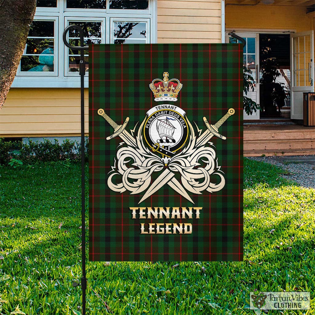 Tartan Vibes Clothing Tennant Tartan Flag with Clan Crest and the Golden Sword of Courageous Legacy