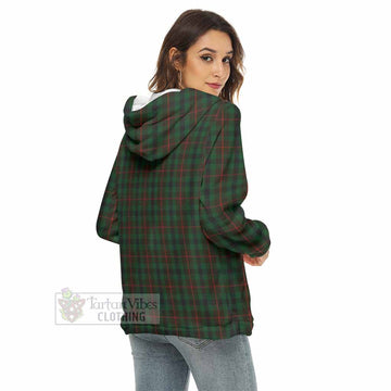 Tennant Tartan Women's Borg Fleece Hoodie with Half Zip with Family Crest