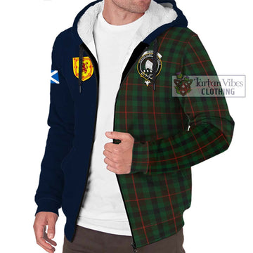 Tennant Tartan Sherpa Hoodie Alba with Scottish Lion Royal Arm Half Style - Tartan Vibes Clothing