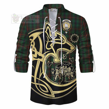 Tennant Tartan Ghillie Kilt Shirt with Family Crest Celtic Wolf Style - Tartan Vibes Clothing