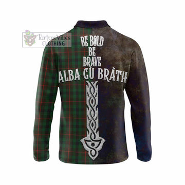 Tennant Tartan Family Crest Long Sleeve Polo Shirt Alba Gu Brath Be Brave Lion Ancient Style - Tartan Vibes Clothing