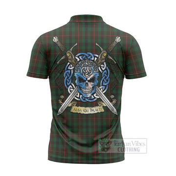 Tennant Tartan Zipper Polo Shirt with Family Crest Celtic Skull Style - Tartan Vibes Clothing