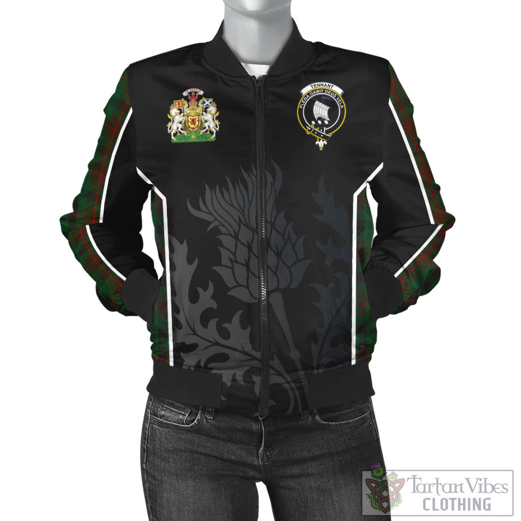 Tennant Tartan Bomber Jacket with Family Crest and Scottish Thistle Vibes Sport Style - Tartan Vibes Clothing
