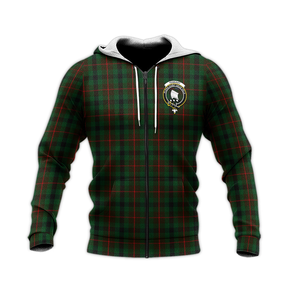 Tennant Tartan Knitted Hoodie with Family Crest Unisex Knitted Zip Hoodie - Tartan Vibes Clothing