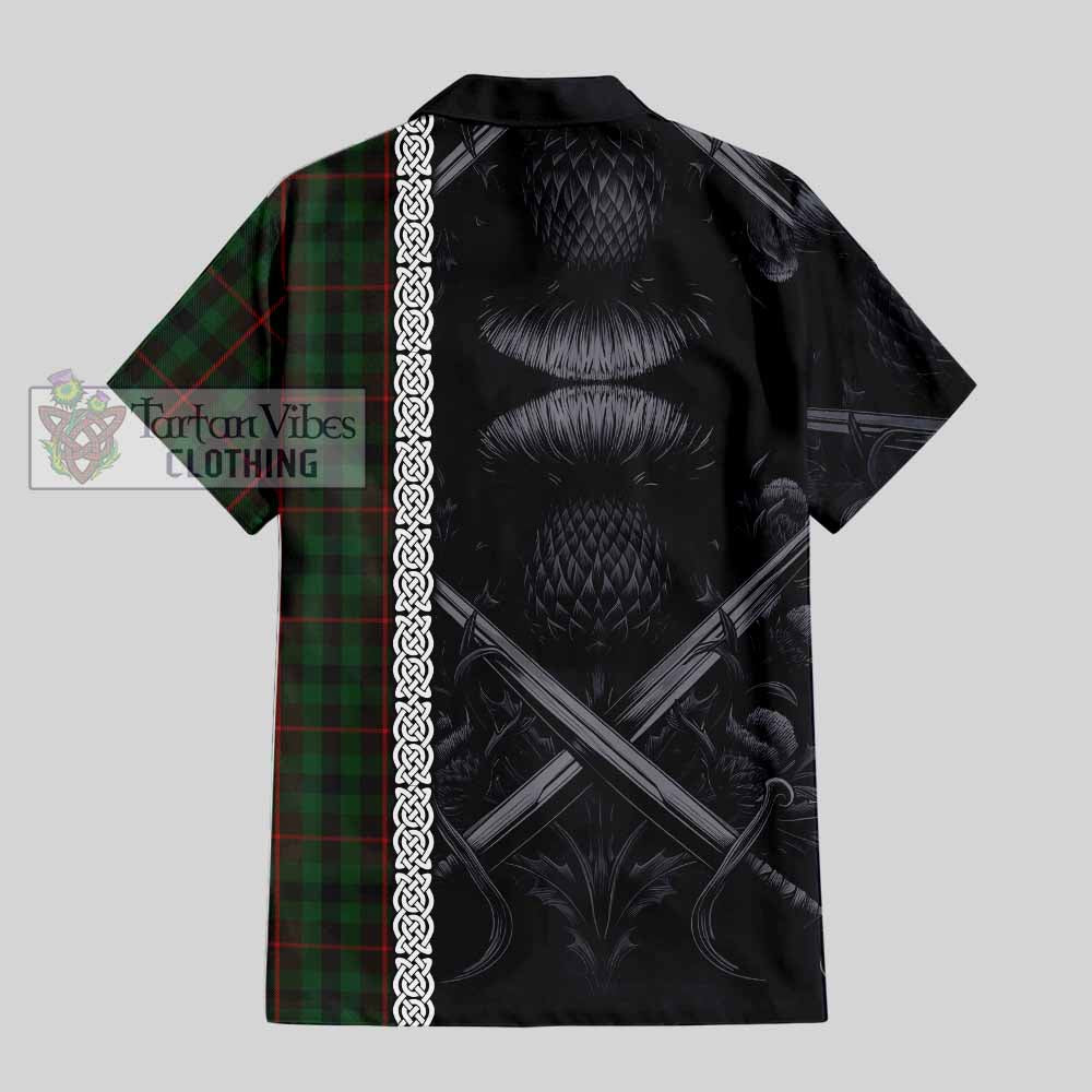 Tennant Tartan Hawaiian Shirt with Family Crest Cross Sword Thistle Celtic Vibes - Tartan Vibes Clothing