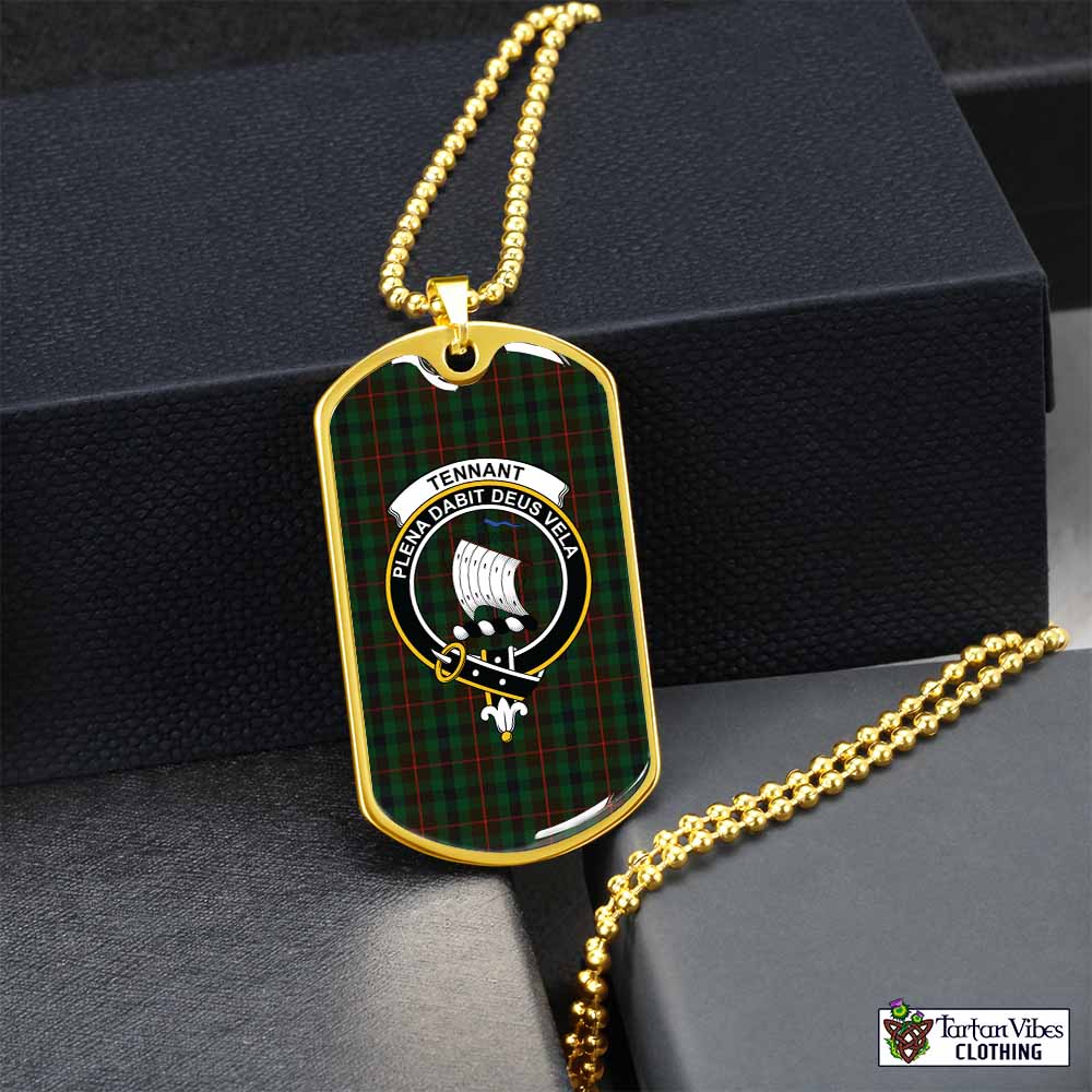 Tennant Tartan Dog Tag Necklace with Family Crest Gold No - Tartan Vibes Clothing