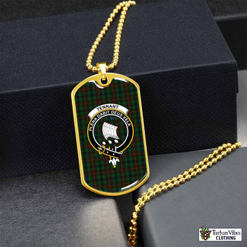 Tennant Tartan Dog Tag Necklace with Family Crest Gold No - Tartan Vibes Clothing