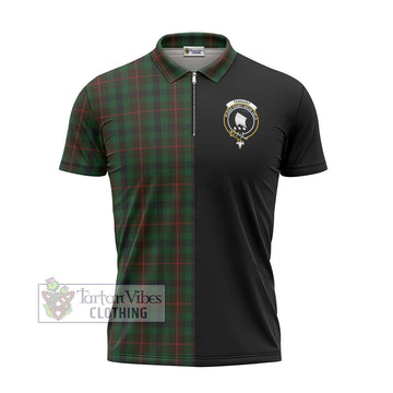 Tennant Tartan Zipper Polo Shirt with Family Crest and Half Of Me Style - Tartan Vibes Clothing